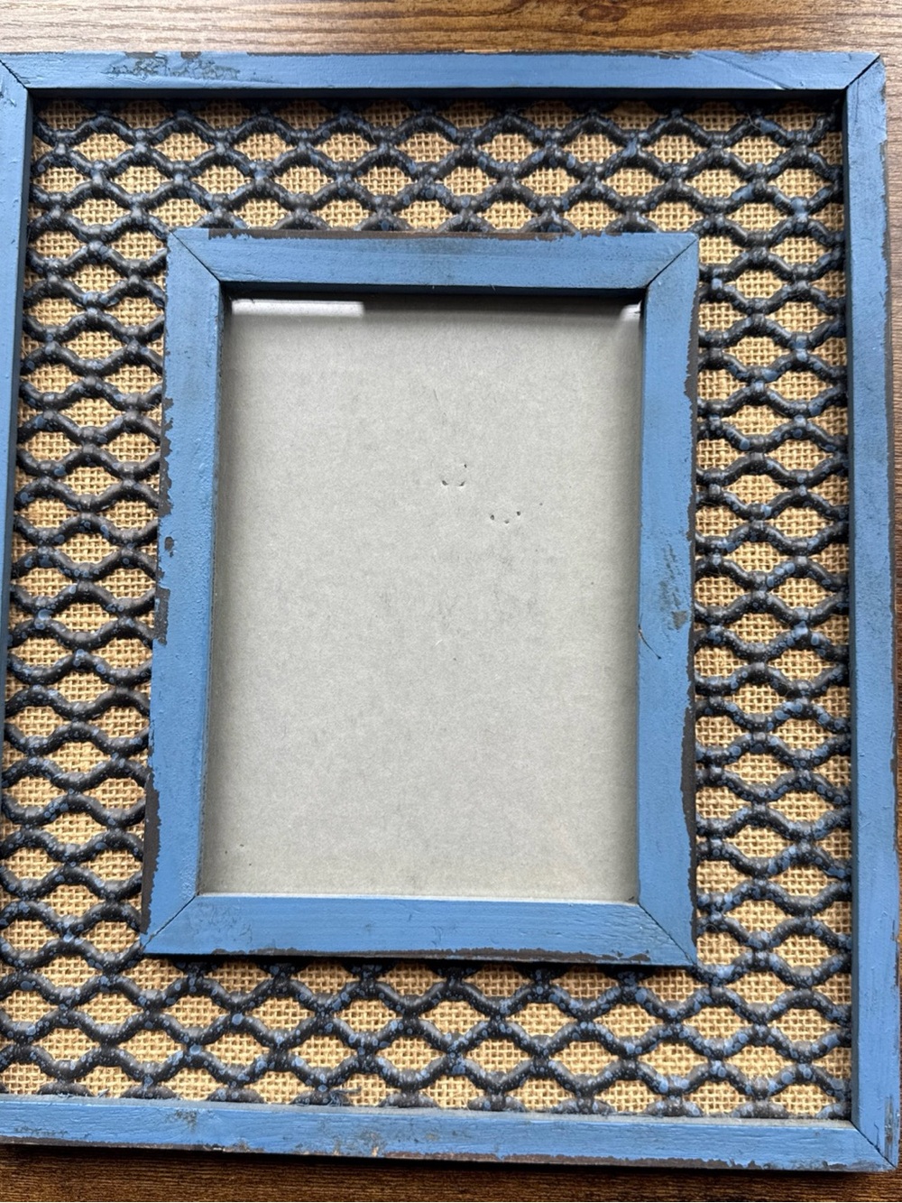 CBK Blue Photo Frame. 10x12. Holds 5x7 Photo. Distressed. GUC